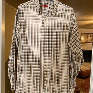 Men's Plaid Shirt - Beige and Blue